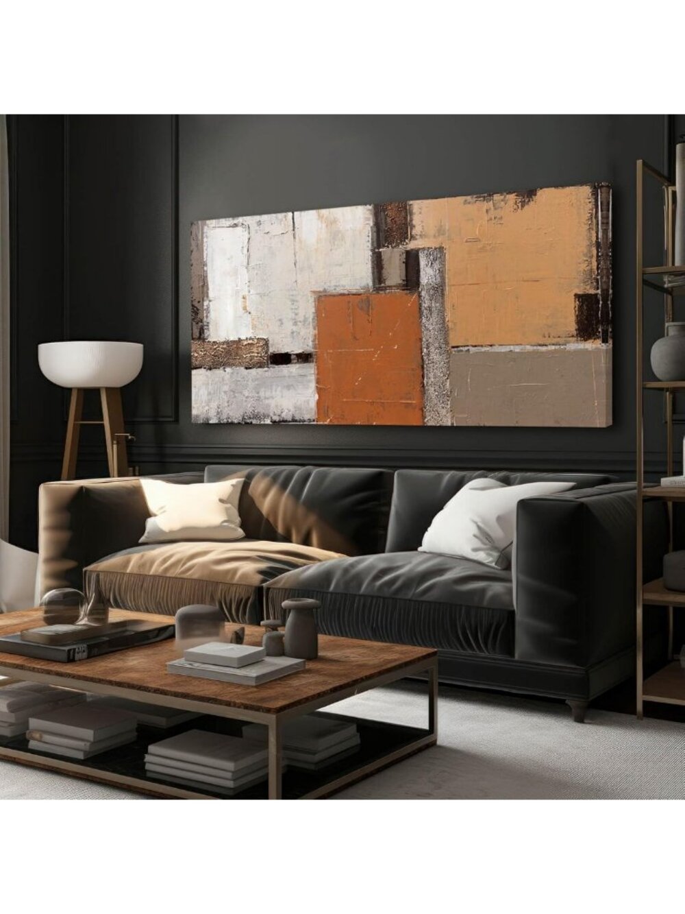 Vibrant Abstract Wall Art - Colorful Orange Decor for Living Room, 24"x48